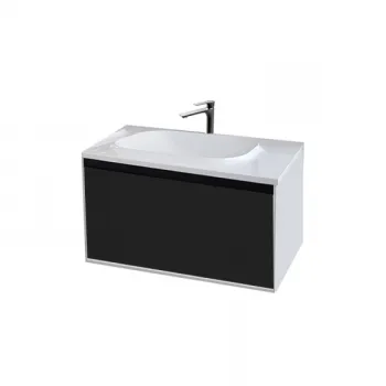 Set dulap baie cu lavoar inclus Kolpasan Pandora, 75 cm, alb negru 43c9 imagine