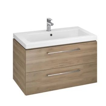 Set dulap baie Lara 2 sertatre cu lavoar Como 90 cm, nuc,  Cersanit 6d59 imagine