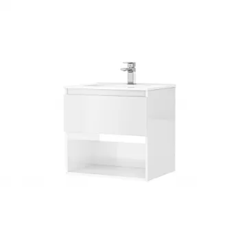 Set dulap baie suspendat 1 sertar Gala Daily cu lavoar inclus, 60 cm, alb lucios a574 imagine