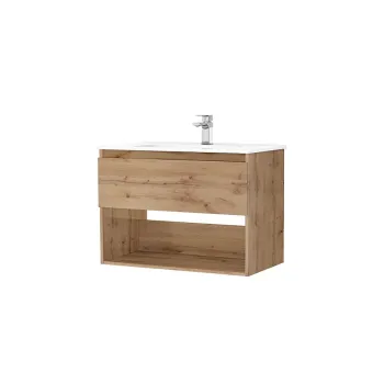 Set dulap baie suspendat 1 sertar Gala Daily cu lavoar inclus, 80 cm, stejar 25f4 imagine