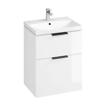 Set dulap baie suspendat 2 sertare cu lavoar Cersanit City inclus, 60 cm, alb d4ba imagine