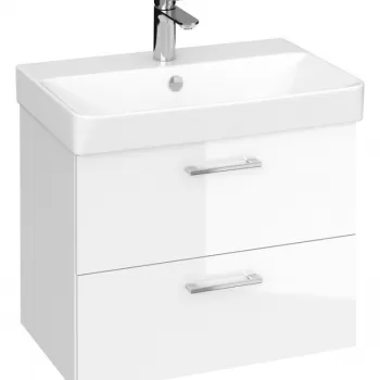 Set dulap baie suspendat 2 sertare cu lavoar Cersanit Lara Mille Slim, 60 cm, Alb 9165 imagine