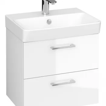 Set dulap baie suspendat 2 sertare cu lavoar Cersanit Lara Mille Slim inclus, 50 cm, Alb 1c1d imagine
