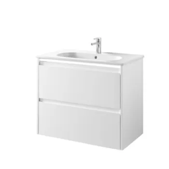 Set dulap baie suspendat 2 sertare Gala Klea cu lavoar inclus, 80 cm, alb lucios ac1f imagine