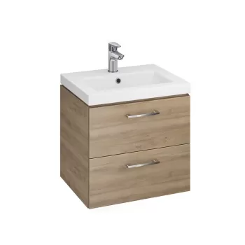 Set dulap baie suspendat 2 sertare Lara cu lavoar Como inclus, 50 cm, nuc 26b0 imagine