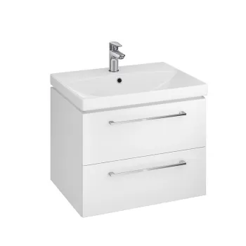 Set dulap baie suspendat 2 sertare Lara cu lavoar Gala City inclus, 60 cm, alb lucios 2c05 imagine