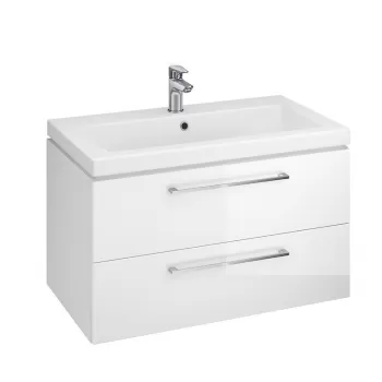 Set dulap baie suspendat 2 sertare Lara II cu lavoar Como inclus, 80 cm, alb c259 imagine
