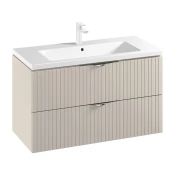 Set dulap baie suspendat 2 sertare lavoar inclus, 100 cm, casmir mat, Cersanit Tirso 6de7 imagine