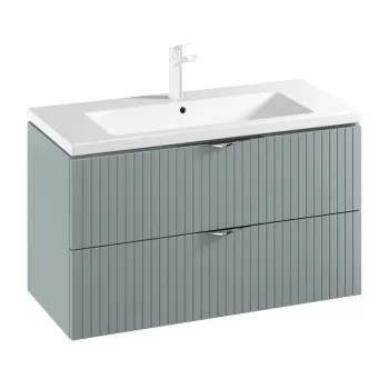 Set dulap baie suspendat 2 sertare lavoar inclus, 100 cm, culoare fjord mat, Cersanit Tirso 2138 imagine