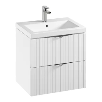 Set dulap baie suspendat 2 sertare lavoar inclus, 60 cm, alb mat, Cersanit Tirso a54e imagine