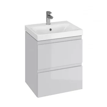 Set dulap baie suspendat 2 sertare lavoar inclus, Cersanit Moduo, 50 cm, gri 1e76 imagine
