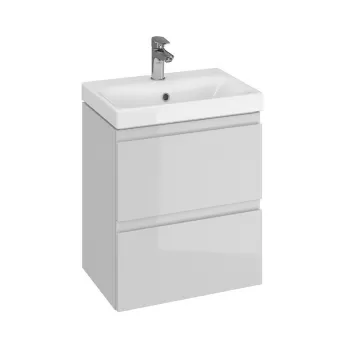 Set dulap baie suspendat 2 sertare, lavoar inclus Cersanit Moduo Slim, 50 cm, gri 1856 imagine