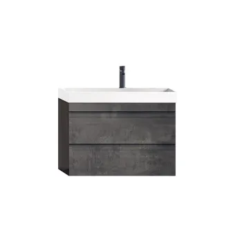 Set dulap baie suspendat cu doua sertare si lavoar inclus KolpaSan Naomi 60 cm, dark concrete 22f2 imagine