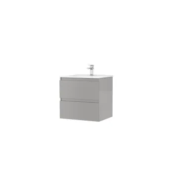 Set dulap baie suspendat Gala Daily cu lavoar inclus, 60 cm, gri lucios 207c imagine