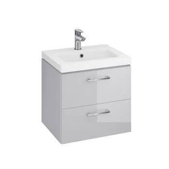 Set dulap baie suspendat Lara 2 sertare cu lavoar Cersanit Como inclus, 50 cm, gri 87b1 imagine