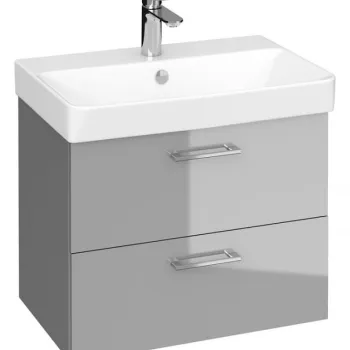 Set dulap baie suspendat Lara 2 sertare cu lavoar Cersanit Mille Slim, 50 cm, gri 0e73 imagine
