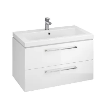 Set dulap baie suspendat Lara 2 sertare cu lavoar Como 90 cm, alb, Cersanit 6771 imagine