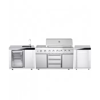 Bucatarie de exterior modulara, gratar, chiuveta, frigider si dulap cu blat de lucru compozit, ALL\'GRILL 100930-V10 e8c3 imagine