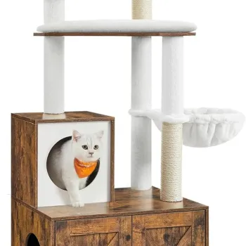 Ansamblu de joaca pisici cu dulap litiera 2in1 / arbore pentru pisici, Feandrea, 58x50x140 cm, PAL/plus/sisal, maro 0a1a imagine