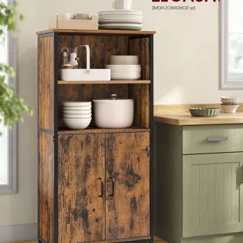 Biblioteca / Dulap bucatarie Industrial Vasagle, 60x35x125 cm, PAL/otel, maro rustic 39c0 imagine