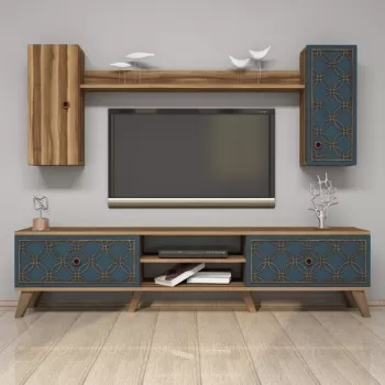 Comoda TV cu dulap Class S, Hommy Craft, albastru/maro d010 imagine