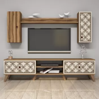 Comoda TV cu dulap Class S, Hommy Craft, crem/maro 9373 imagine