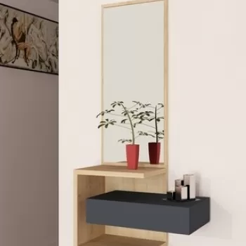 Dulap cu oglinda Stella, Arnetti, 49.1 x 31.3 x 90 cm, oak/antracit ff79 imagine