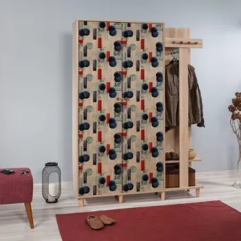 Dulap cu pantofar si cuier Garmanto 135-520, Vella, 135x36x194 cm, multicolor d510 imagine
