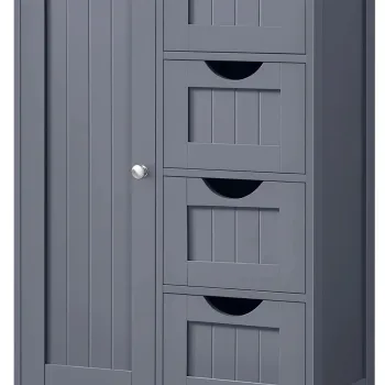 Dulap de baie cu 3 sertare si raft ajustabil, Vasagle, 55x30x82 cm, MDF, gri inchis 997c imagine