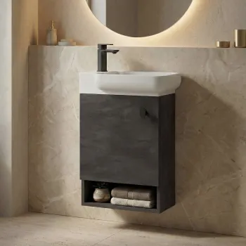 Dulap de baie cu chiuveta, Hanah Home, Begonya 55, Antracit / Fildes b83d imagine