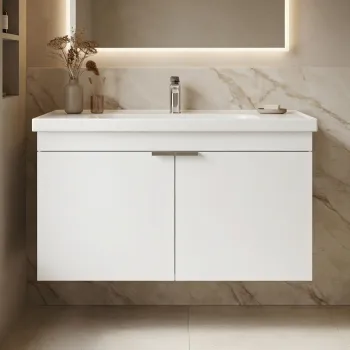 Dulap de baie cu chiuveta, Hanah Home, Desna 100, Alb mat 3416 imagine