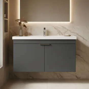 Dulap de baie cu chiuveta, Hanah Home, Desna 100, Antracit mat 3865 imagine