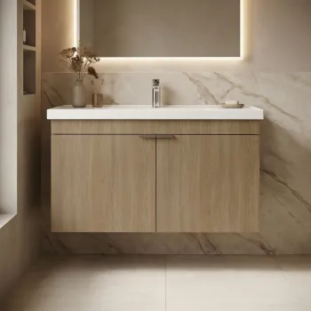Dulap de baie cu chiuveta, Hanah Home, Desna 100, Stejar Sonomo da38 imagine
