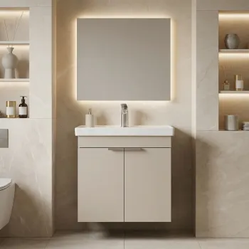 Dulap de baie cu chiuveta, Hanah Home, Desna 50, Nisip 8a80 imagine