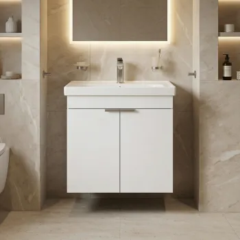 Dulap de baie cu chiuveta, Hanah Home, Desna 60, Alb mat 7cff imagine
