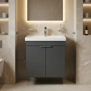 Dulap de baie cu chiuveta, Hanah Home, Desna 60, Antracit mat f43e imagine