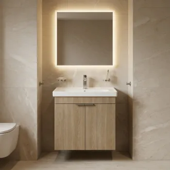 Dulap de baie cu chiuveta, Hanah Home, Desna 60, Stejar Sonomo a068 imagine