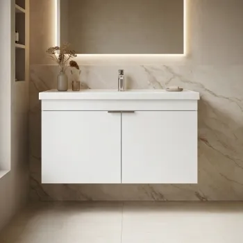 Dulap de baie cu chiuveta, Hanah Home, Desna 80, Alb mat 58a2 imagine