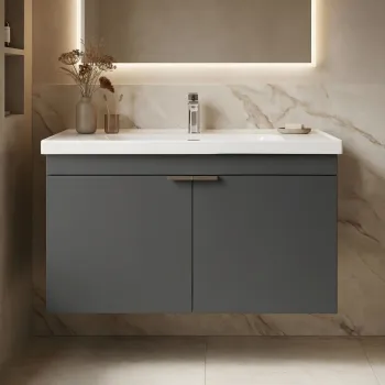 Dulap de baie cu chiuveta, Hanah Home, Desna 80, Antracit mat fc8d imagine