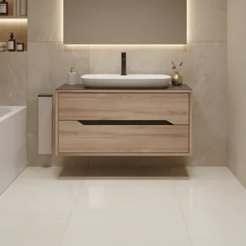 Dulap de baie cu chiuveta, Hanah Home, Galia 100 v2, Stejar 443d imagine