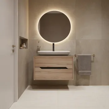 Dulap de baie cu chiuveta, Hanah Home, Galia 80 v2, Stejar 2ebb imagine