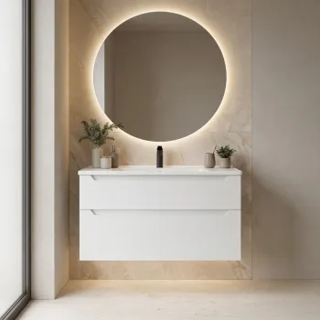 Dulap de baie cu chiuveta, Hanah Home, Messina 100 v2, Alb mat 2448 imagine