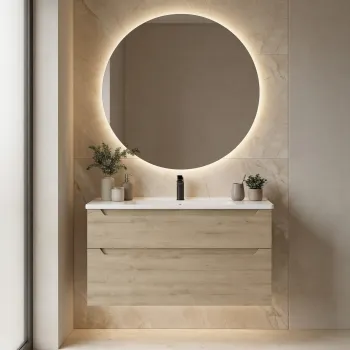 Dulap de baie cu chiuveta, Hanah Home, Messina 100 v2, Stejar ac70 imagine