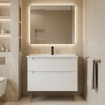 Dulap de baie cu chiuveta, Hanah Home, Messina 85 v2, Alb mat 75b9 imagine