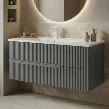 Dulap de baie cu chiuveta, Hanah Home, Moonlight 120, Gri Mat 013d imagine