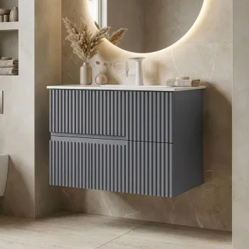 Dulap de baie cu chiuveta, Hanah Home, Moonlight 70 v2, Gri Mat 3c58 imagine