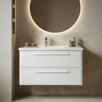 Dulap de baie cu chiuveta, Hanah Home, Nuvola 100 v2, Alb 1319 imagine