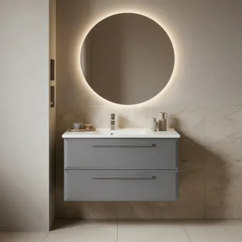Dulap de baie cu chiuveta, Hanah Home, Nuvola 100 v2, Gri 1f58 imagine