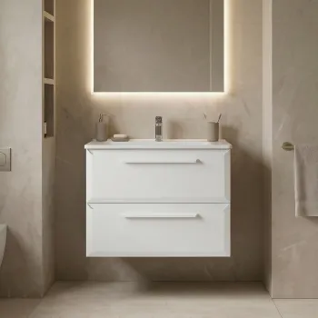 Dulap de baie cu chiuveta, Hanah Home, Nuvola 65 v2, Alb 95db imagine