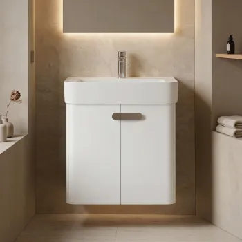 Dulap de baie cu chiuveta, Hanah Home, Orbit 55, Alb 17c7 imagine